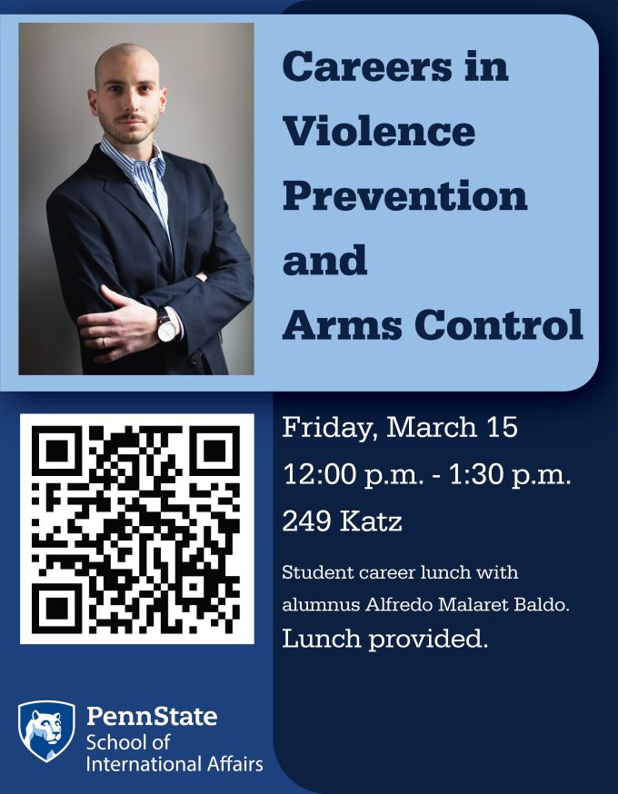 Careers in Violence Prevention and Arms Control Lunch flyer